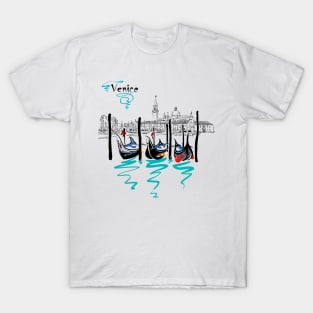 Gondolas in Venice lagoon, Italia T-Shirt